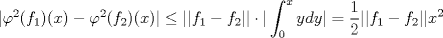 TEX: $|\varphi^2(f_1)(x)-\varphi^2(f_2)(x)|\leq ||f_1-f_2||\cdot |\displaystyle \int_0^x ydy|=\dfrac{1}{2}||f_1-f_2||x^2$