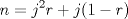 TEX: $$n=j^{2}r+j(1-r)$$