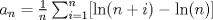 TEX: $a_n=\frac{1}{n}\sum_{i=1}^n [\ln(n+i)-\ln(n)]$