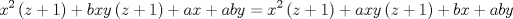 TEX: $$x^{2}\left( z+1 \right)+bxy\left( z+1 \right)+ax+aby=x^{2}\left( z+1 \right)+axy\left( z+1 \right)+bx+aby$$