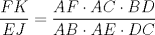 TEX: $\displaystyle \frac{FK}{EJ}=\displaystyle \frac{AF\cdot AC\cdot BD}{AB\cdot AE\cdot DC}$