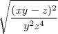 TEX: $\displaystyle \sqrt{\frac{(xy - z)^{2}}{y^{2}z^{4}}}$