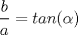 TEX: $$\frac{b}{a}=tan(\alpha)$$