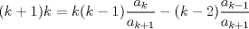 TEX: $(k+1)k=k(k-1)\dfrac{a_{k}}{a_{k+1}}-(k-2)\dfrac{a_{k-1}}{a_{k+1}}$