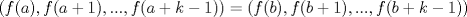 TEX: $(f(a),f(a+1),...,f(a+k-1))=(f(b),f(b+1),...,f(b+k-1))$