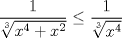 TEX: $$\frac{1}{\sqrt[3]{x^{4}+x^{2}}}\leq \frac{1}{\sqrt[3]{x^{4}}}$$