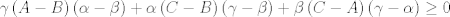 TEX: $$\gamma \left( A-B \right)\left( \alpha -\beta  \right)+\alpha \left( C-B \right)\left( \gamma -\beta  \right)+\beta \left( C-A \right)\left( \gamma -\alpha  \right)\ge 0$$