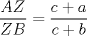 TEX: $\dfrac{AZ}{ZB}=\dfrac{c+a}{c+b}$