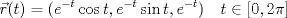 TEX: \[\vec{r}(t)=(e^{-t}\cos t,e^{-t}\sin t, e^{-t})\quad t\in [0,2\pi] \]