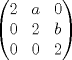 TEX: \[\begin{pmatrix}<br />2&a&0\\<br />0&2&b\\<br />0&0&2<br />\end{pmatrix}\]