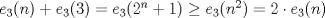 TEX: $e_3(n)+e_3(3)=e_3(2^n+1)\ge e_3(n^2)=2\cdot e_3(n)$