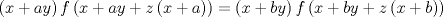 TEX: $$\left( x+ay \right)f\left( x+ay+z\left( x+a \right) \right)=\left( x+by \right)f\left( x+by+z\left( x+b \right) \right)$$