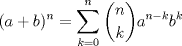 TEX: $\displaystyle (a+b)^n=\sum_{k=0}^{n}\dbinom{n}{k}a^{n-k}b^{k}$