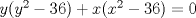 TEX: $y(y^2-36)+x(x^2-36)=0$