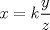 TEX: $x=k\dfrac{y}{z}$