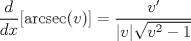 TEX: $\dfrac{d}{dx} [\operatorname{arcsec} (v)] = \dfrac{v'}{|v| \sqrt{v^2-1}}$