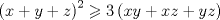 TEX: $$<br />\left( {x + y + z} \right)^2  \geqslant 3\left( {xy + xz + yz} \right)<br />$$