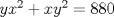 TEX: $yx^2 + xy^2 = 880$