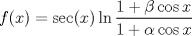 TEX: $f(x)=\sec(x)\ln\dfrac{1+\beta\cos x}{1+\alpha\cos x}$