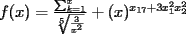 TEX: $f(x)=\frac{\sum_{k=1}^{x}}{\sqrt[5]{\frac{3}{x^2}}}+(x)^{x_{17} + 3x_1^2x_2^2}$