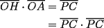 TEX: \begin{equation*}<br />\begin{aligned}<br />\overline {OH} \cdot \overline {OA}&=\overline {PC} \\<br /> &= \overline {PC}\cdot \overline {PC}<br />\end{aligned}<br />\end{equation*}