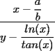 TEX: $\dfrac{x-\dfrac{a}{b}}{y-\dfrac{ln(x)}{tan(x)}}$