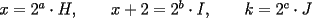 TEX: $x=2^a\cdot H,\qquad x+2=2^b\cdot I,\qquad k=2^c\cdot J$