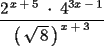 TEX: \[<br />\frac{{2^{\,x\; + \;5} \; \cdot \;4^{3x\; - \;1} }}<br />{{\left( {\,\sqrt {\,8} \,} \right)^{\,x\; + \;3} }}<br />\]