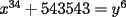 TEX: $x^{34}+ 543543=y^6$