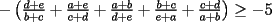 TEX: $-\left(\frac{d+e}{b+c}+\frac{a+e}{c+d}+\frac{a+b}{d+e}+\frac{b+c}{e+a}+\frac{c+d}{a+b} \right)\ge -5$