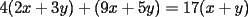 TEX: $4(2x+3y)+(9x+5y)=17(x+y)$