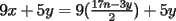 TEX: $9x+5y=9(\frac{17n-3y}{2})+5y$