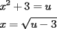 TEX: \[<br />\begin{gathered}<br />  x^2  + 3 = u \hfill \\<br />  x = \sqrt {u - 3}  \hfill \\ <br />\end{gathered} <br />\]