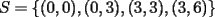 TEX: $S=\{(0,0),(0,3),(3,3),(3,6)\}$