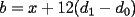 TEX: $b=x+12(d_1-d_0)$