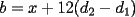 TEX: $b=x+12(d_2-d_1)$