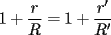 TEX: $1+\displaystyle\frac{r}{R}=1+\displaystyle\frac{r'}{R'}$