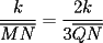 TEX: \[<br />\frac{k}<br />{{\overline {MN} }} = \frac{{2k}}<br />{{3\overline {QN} }}<br />\]