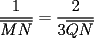 TEX: \[<br />\frac{1}<br />{{\overline {MN} }} = \frac{2}<br />{{3\overline {QN} }}<br />\]