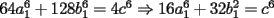 TEX: $64a_1^6+128b_1^6=4c^6\Rightarrow 16a_1^6+32b_1^2=c^6$