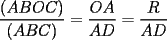 TEX: \frac{(ABOC)}{(ABC)}=\frac{OA}{AD}=\frac{R}{AD}