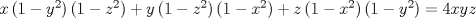 TEX: $x\left( {1 - y^2 } \right)\left( {1 - z^2 } \right) + y\left( {1 - z^2 } \right)\left( {1 - x^2 } \right) + z\left( {1 - x^2 } \right)\left( {1 - y^2 } \right) = 4xyz$