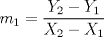 TEX: $m_{1}=\displaystyle \frac{Y_{2}-Y_{1}}{X_{2}-X_{1}}$