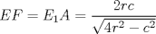 TEX: $EF=E_{1}A=\displaystyle \frac{2rc}{\sqrt{4r^2-c^2}}$