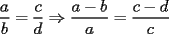 TEX: $\displaystyle\frac{a}{b}=\frac{c}{d}\Rightarrow\frac{a-b}{a}=\frac{c-d}{c}$