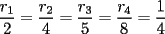 TEX: $\displaystyle{\frac{r_1}{2}=\frac{r_2}{4}=\frac{r_3}{5}=\frac{r_4}{8}=\frac{1}{4}}$