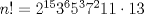 TEX: $n!=2^{15}3^65^37^211\cdot13$