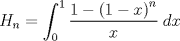 TEX: \[<br />H_n  = \int_0^1 {\frac{{1 - \left( {1 - x} \right)^n }}<br />{x}} \;dx<br />\]<br />