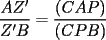 TEX: $\displaystyle\frac{AZ'}{Z'B}=\frac{(CAP)}{(CPB)}$