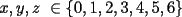 TEX: $ x,y,z\ \in \{0,1,2,3,4,5,6\}$